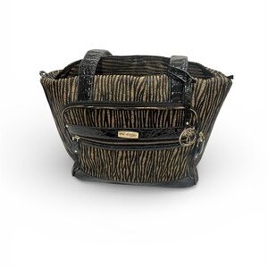 Ricardo Beverly Hills Zebra Stripe Tote in Black and Brown